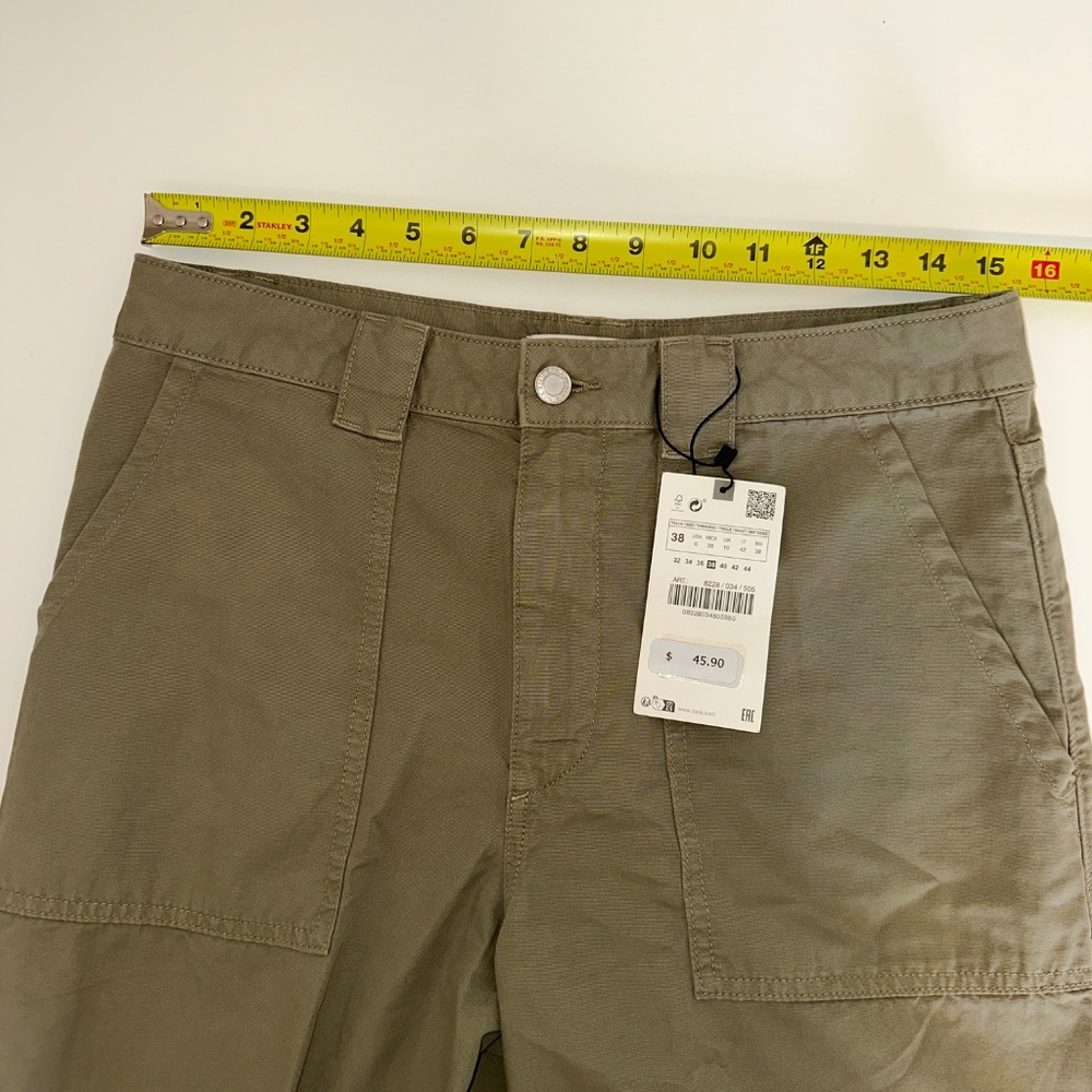Zara Olive Green Cropped Pants - Picture 7 of 8